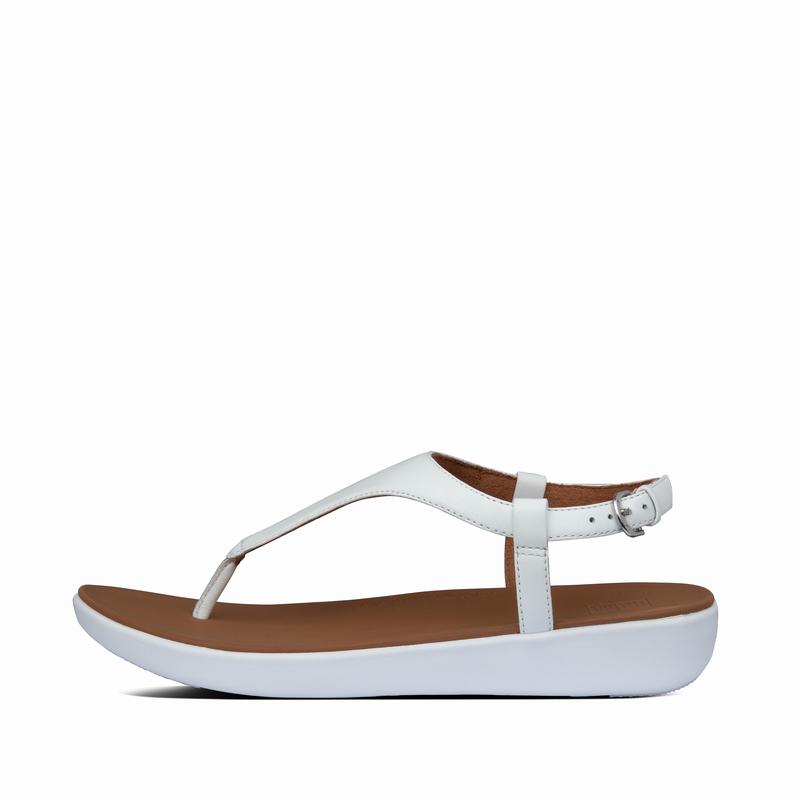 FitFlop Lainey Leder Toe Post Ankle Weiß - FitFlop Backstrap Sandalen Damen Schweiz [WISA-40259]